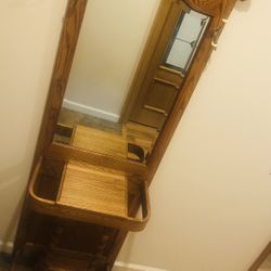 Bench  with mirror High Quality Wood  74 in tall, 24 in wide. Accepting offers! Great condition! 