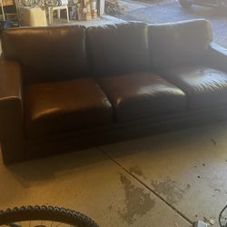 Brown Genuine Leather Couch 