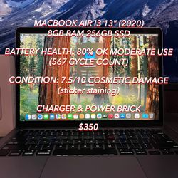 Apple MacBook Air i3 Chip 13” (2020) 8GB RAM/256GB SSD Used Authentic