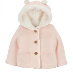 Baby Sherpa-Lined Hooded Cardigan