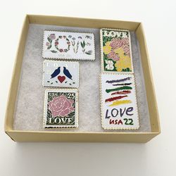 Vintage 1980’s USPS Postal Stamp Love Lapel Pins.  Not Sold Individually