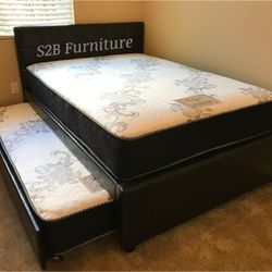 Fulltwin Size Expresso Trundle W Ortho Mattress Included 