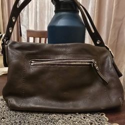 Coach Brown and Silver hobo Baguette Shoulder Bag. 