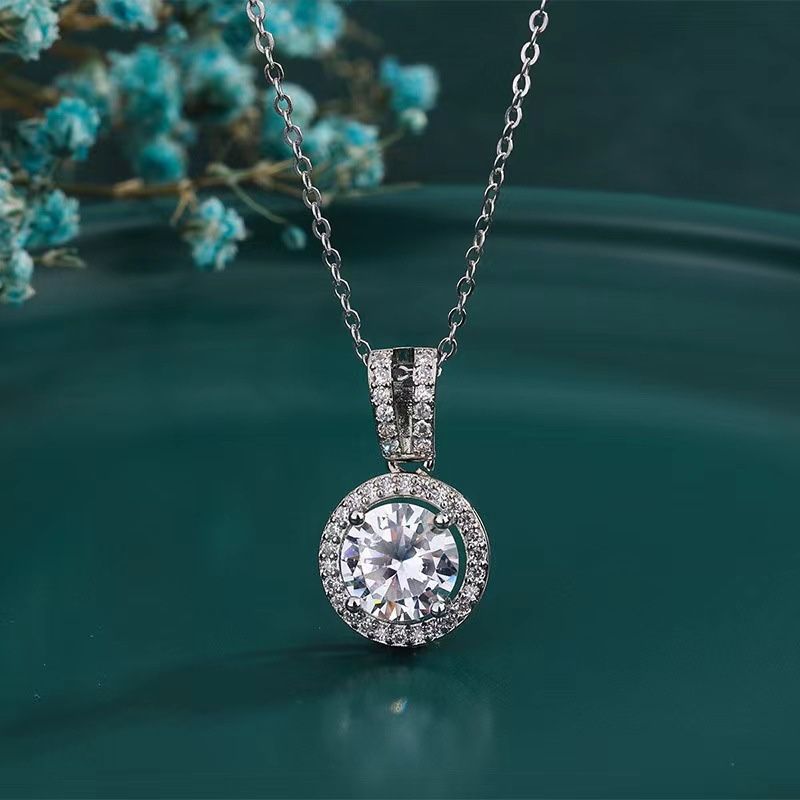 Certified 3ct Moissanite Necklace,18k white gold filled Stamped Silver necklace