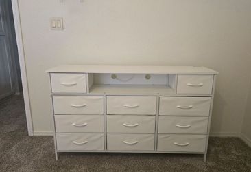 Metal frame dresser with 11 fabric drawers