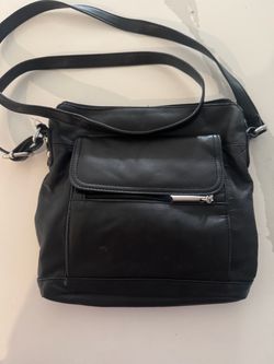 Black Leather Crossbody Shoulder Bag via I bet I