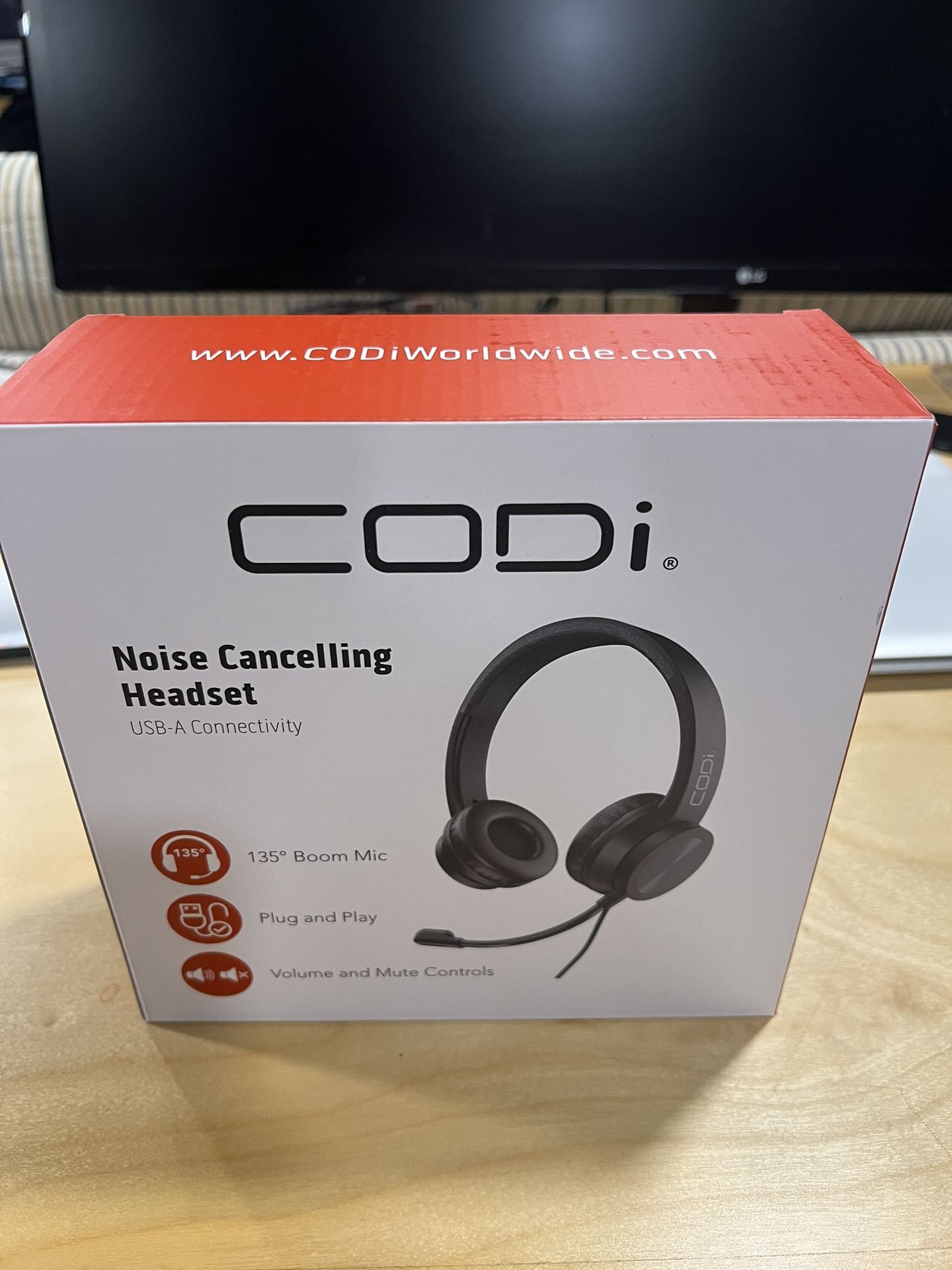 CODi Noise-Canceling USB-A Headset W/Boom microphone