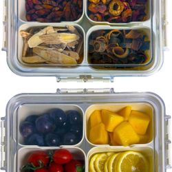 (400)
2PCS Plastic Divided Serving Tray with Lid Snackle Box Charcuterie Container Portable Snack Platters Organizer for Candy, Fruits, Snacks, Nuts, 