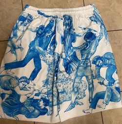 Mens shorts new blue and white graphic
