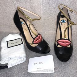 Gucci Molina Lips T- Strap Heels  Size. 6 Euro 36 Shoes