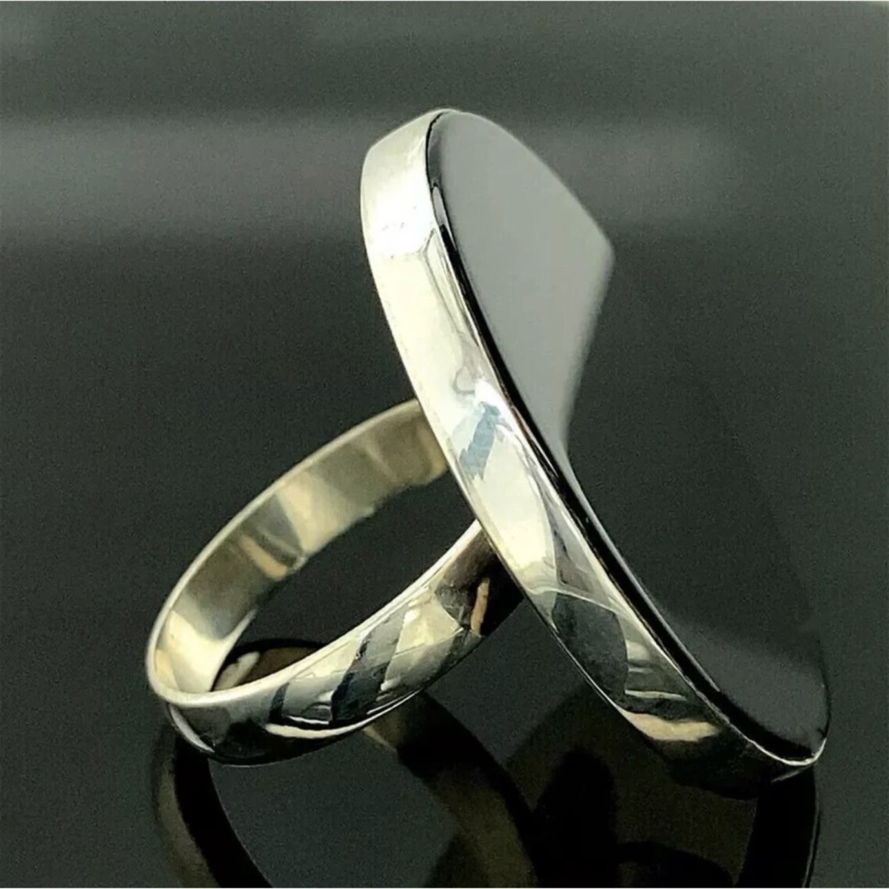 8.5 9 9.5 Handmade Ring Black Onyx Solid 925 Sterling Silver Gemstone Fine Art UNISEX Men Women Original Natural Gem Artisan Statement