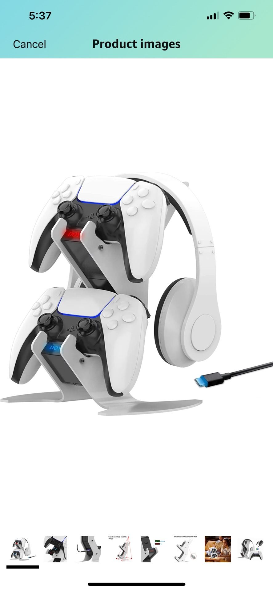 PS5 Controller Charging Station, Charger Headset Stand for PS5 Controllers 2 Hours Quick Charge LED Display Protective Chip Charging Dock for DualSens