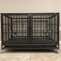 42” Heavy Duty 🐾 Dog Kennel Cage 🐾🐶 With Wheels‼️🔥🐕‍🦺