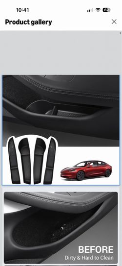 BASENOR Door Side Storage Box for 2026-2024 Tesla Model 3 Highland TPE Door Pocket Liners, Proprietary Design, Front & Rear Side Organizer Tray Protec