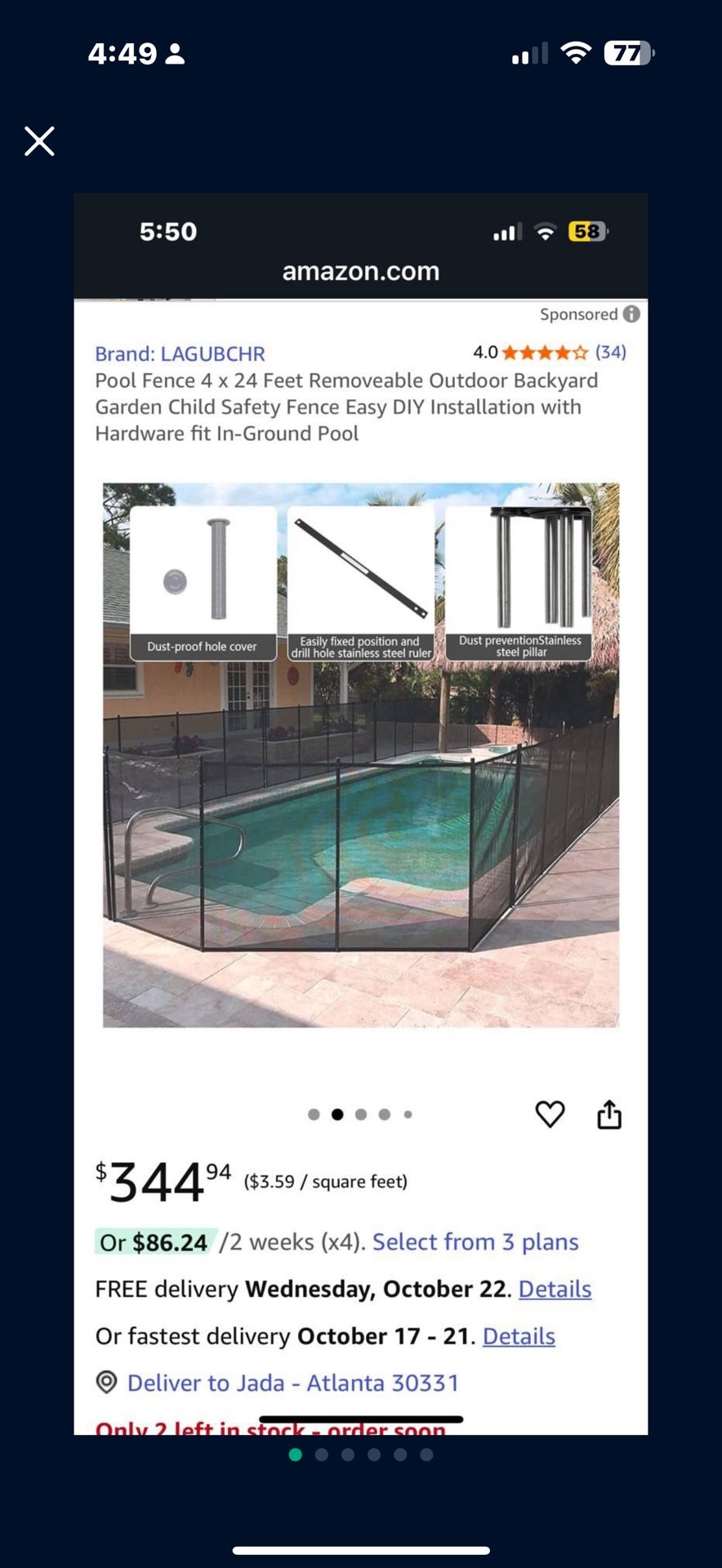 4x24 Pool Fencing With Hardware For Inground Pool