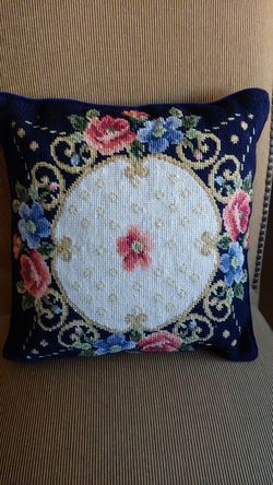 Needle Point Floral 14 inch sqaure decorative throw pillows