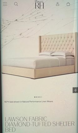 RH Lawson Fabric Diamond-Tufted Shelter Bed (grey)