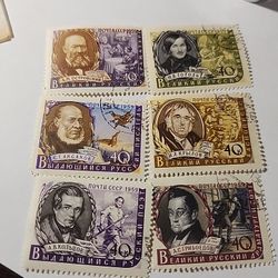 #2215, RUSSIA 1959 SC#2175, 2178, RUSSIAN WRITERS LOT OF 6  USED STAMPS
