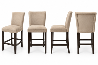 2x Upholstered Counter-Height Dining Chairs - Beige & Brown