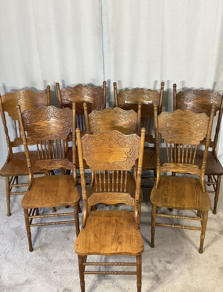 Oak Double Pressed Back Dining Chairs $30 EACH