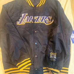 NBA Los Angeles Lakers Jacket Size Large LG Brand New LA Lakers Black Bomber