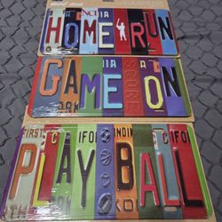 Get all 3 6" x 12" metal license plate decor items
