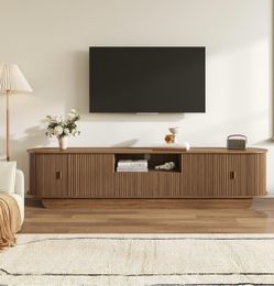 Brand New 86.6” Walnut Fluted TV Stand – $150