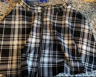 Hot Topic Womens Zip Front School Girl Black & White Plaid O Ring Skater Skirt L