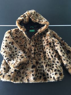 Benetton Faux Fur Leopard Girl Jacket - Size 4/5 yrs