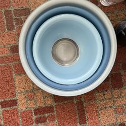 Vintage Set of 3 Pyrex Moody Blues Mixing Nesting Bowls Clear Bottom 