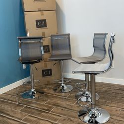 New 4 Gray Bar Stools 