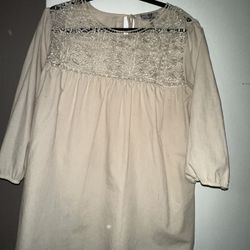 Beautiful Shirt - MacDougal & Houston - Lacy Top - Color:  Cream/Light Tan - Size XL 