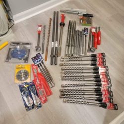 Hilti And Milwaukee Drill Bits And Chisels And Assorted Tools