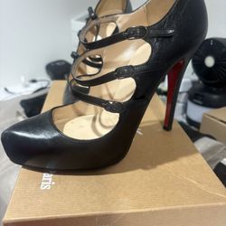 Christian Louboutin Black Mary Jane Heels  