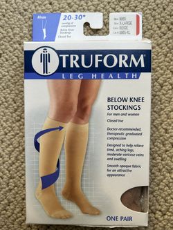 NEW-TruForm Compression Socks Closed Toe/ Firm XL Beige NEW!-XL