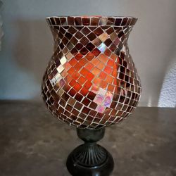 Beautiful Hand-Placed Mosaic Glass Tile Candle Holder 10.5”H