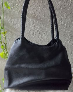 Black Faux Leather Shoulder Bag