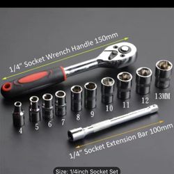 12 Pcs 1/4 Socket Ratchet  