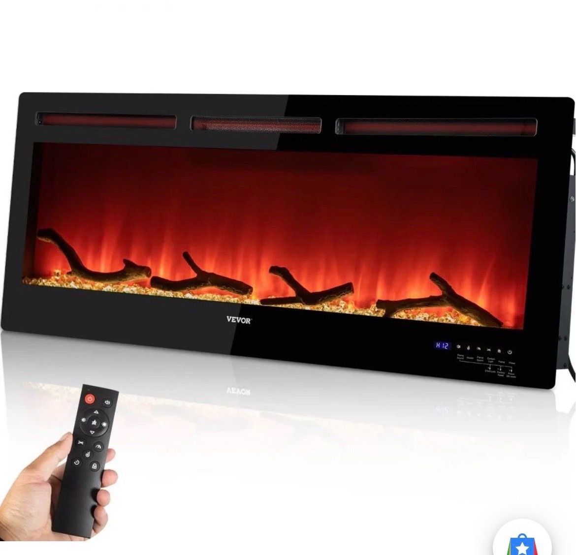 VEVOR Electric Fireplace Linear Fireplace 50'' Wall Mount/Flush Control Voice Control