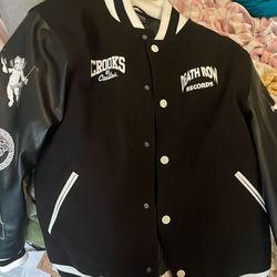 Death Row Records Leather Sleeve Letterman Jacket 