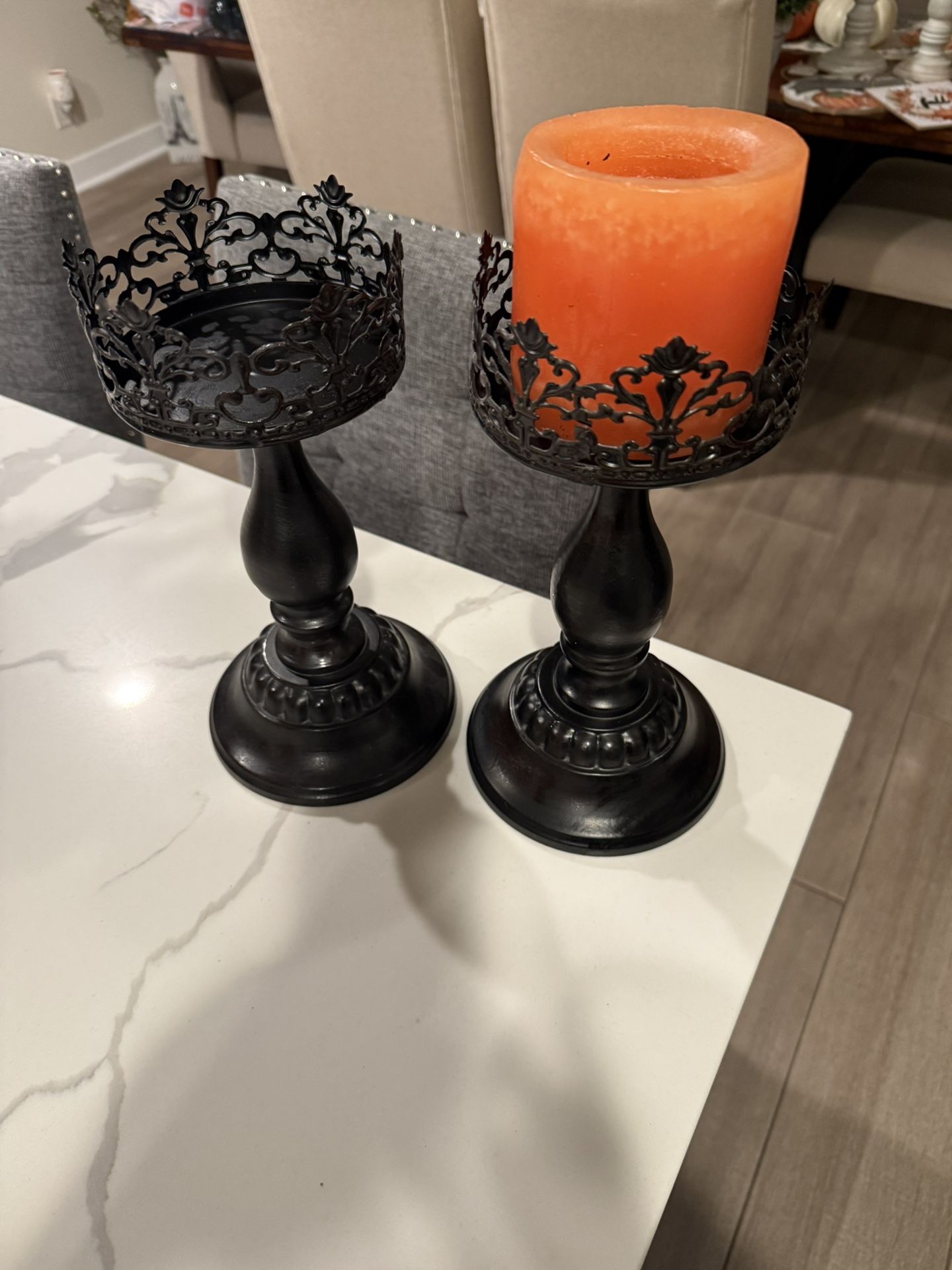 Metal Candle Holders (2)