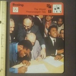 1979 Sportscaster Joe Frazier Muhammad Ali World Heavyweight Title Boxing Sports Photo Large Over-sized Card HTF Collectible Vintage Italy