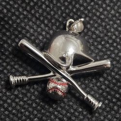  S925 Baseball Pendant For Chain. (Colgante De Baseball De Plata S925)