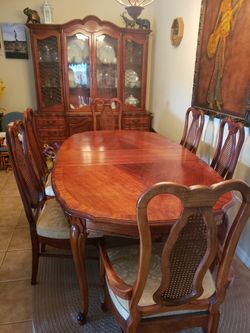 Dining Table With China Hutch Plus Set Of China