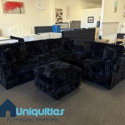 Black Sectional Couch With Ottoman