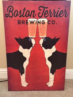 Large Boston Terrier Brewing Co. Canvas Wall Art (24" x 36")