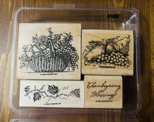 Stampin Up Vintage RARE 4pc Set Thanksgiving Blessings Stamps