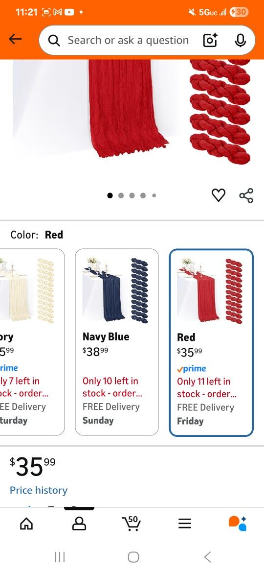 Tablerunner Cheesecloth  12 Pack