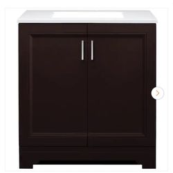 Willowridge 30.5 in. W x 18.75 in. D x 34.375 in. H Single Sink Bath Vanity in Carob with White Cultured Marble Top