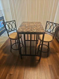 Bar Height Table with 2 Swivel Chairs